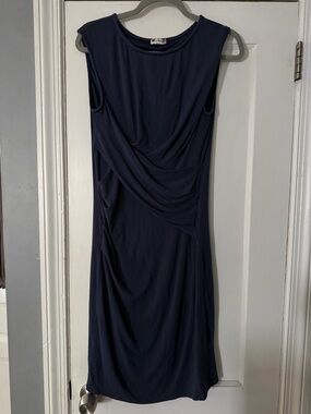 Kut from the Kloth Navy Sleeveless Draped Midi Dress
